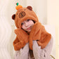 3 In 1 Cute Capybara Women Hat Scarf Gloves Set