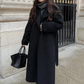 Chic Black Woolen Oversized Long Coat for Women