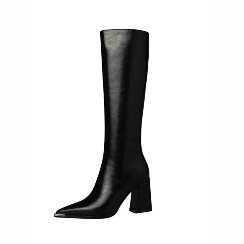 Women’s Pointed Toe High Boots with Side Zippers