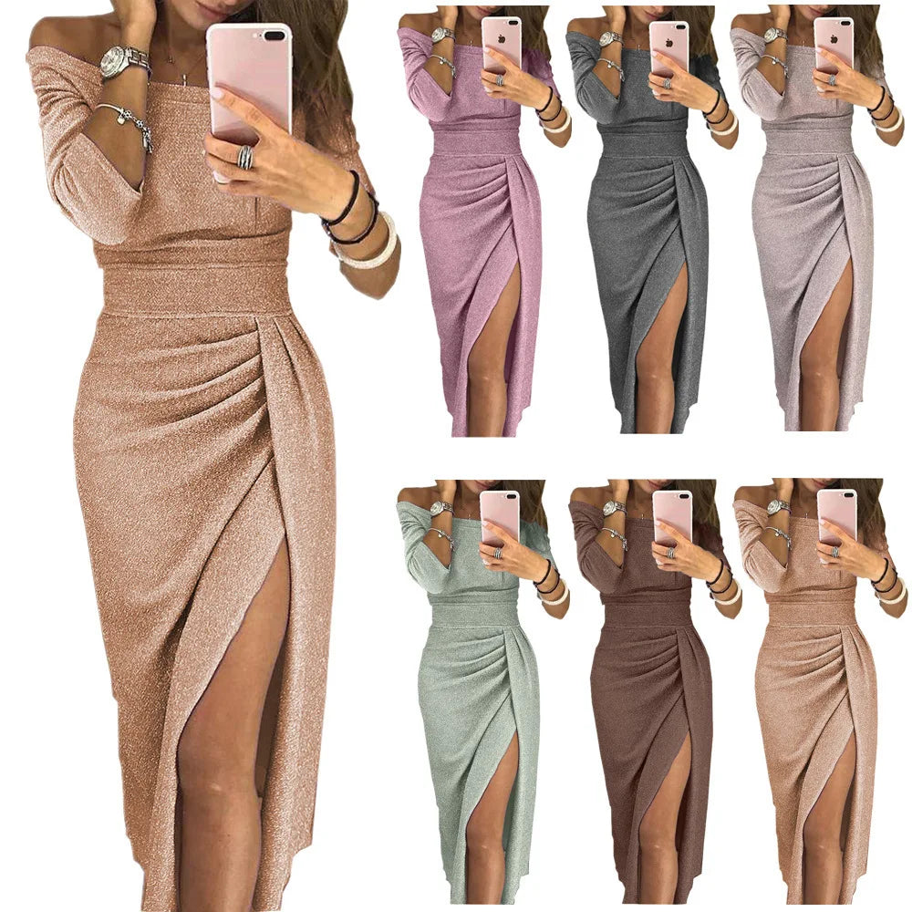 New Women's Off Shoulder Long Sleeve Bodycon