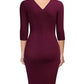 V-Neck Pleated Bodycon Dress - Spring Office Style for Women