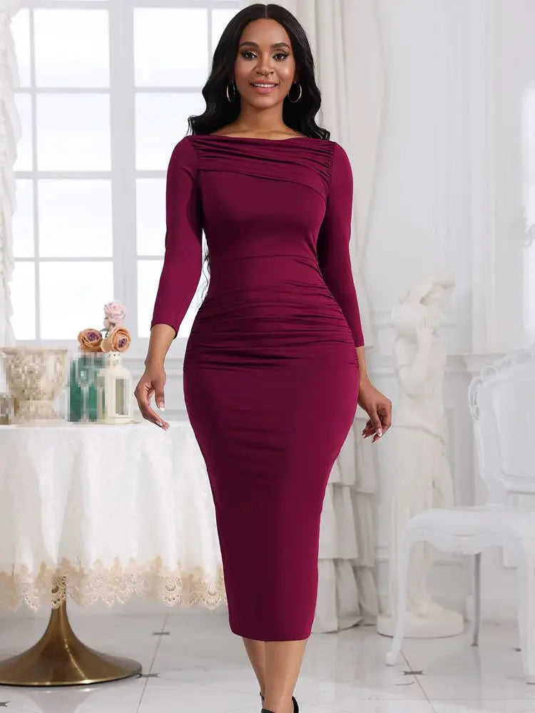 Elegant Long-Sleeve Evening Birthday Dress for Women