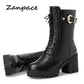 Women's High-Heeled Leather Snow Boots - 2024 Winter Collection