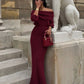 Elegant Burgundy Knit Long Skirt Set for Women