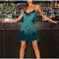 Glamorous Tassel Sequin Mini Evening Dress for Women