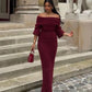 Elegant Burgundy Knit Long Skirt Set for Women