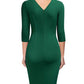 V-Neck Pleated Bodycon Dress - Spring Office Style for Women