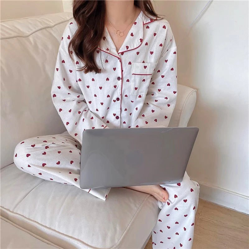 Korean Style Spring Autumn Rest Pajamas for Women