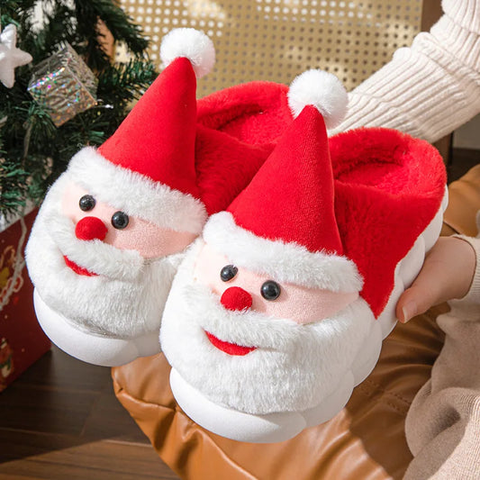 Winter Christmas Santa Claus Fluffy Slippers