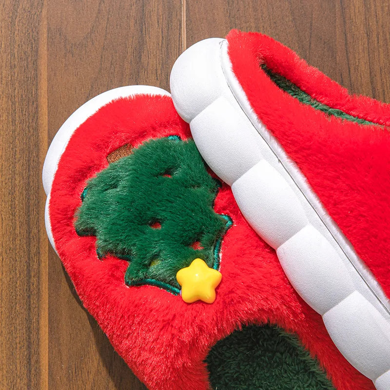 Winter Christmas Santa Claus Fluffy Slippers