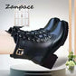 Women's High-Heeled Leather Snow Boots - 2024 Winter Collection