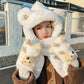 Adorable Bear Ear Plush Hat with Scarf and Gloves (3-in-1 Set)