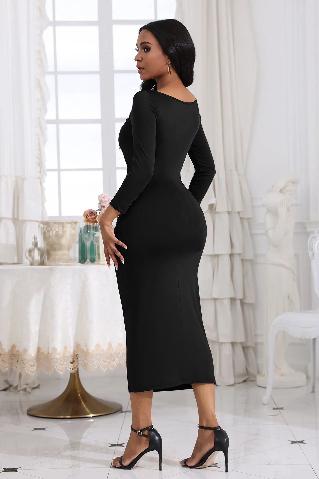 Elegant Long-Sleeve Evening Birthday Dress for Women